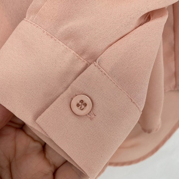 TOBI‎ Women Pink Long Sleeve Deep V Neck Blouse Size XS - Picture 4 of 6